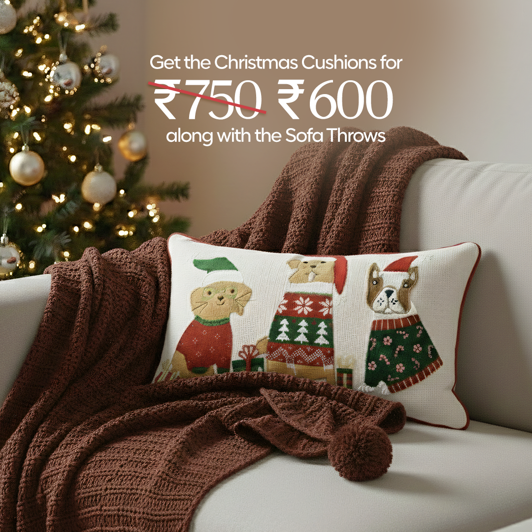 Paudha’s Handcrafted Cotton Filled Christmas Cushions – Holiday Paws