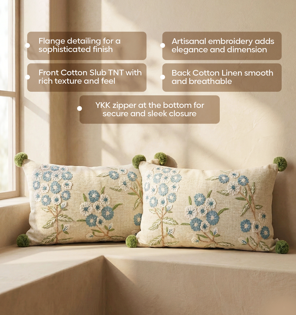 Luxury Sofa Makeover Set | Glacial Blue Knitted Sofa Throw paired with Cushions - Set of 2