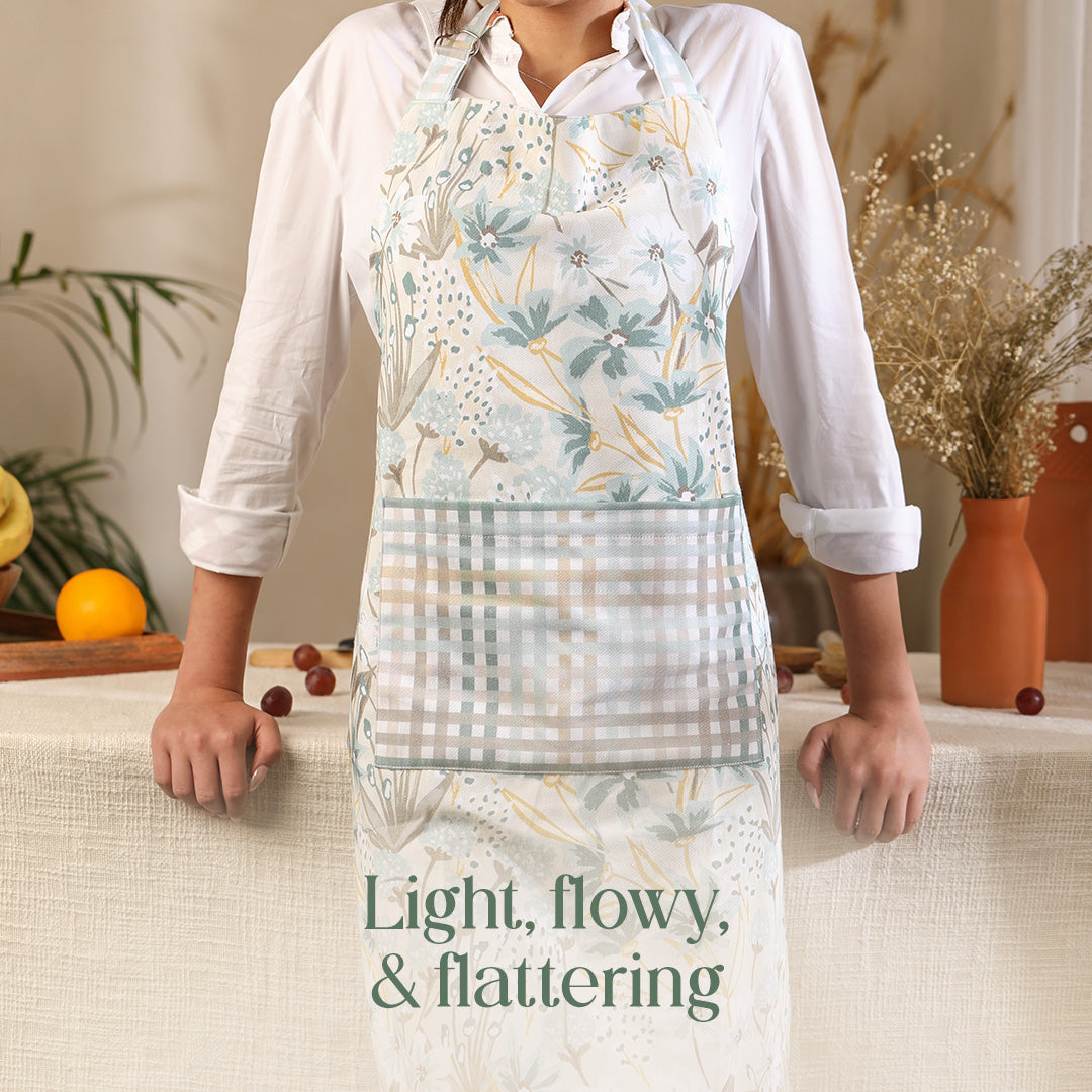 Paudha’s Functional and Aesthetic Apron with Plaid - Fern Whisper