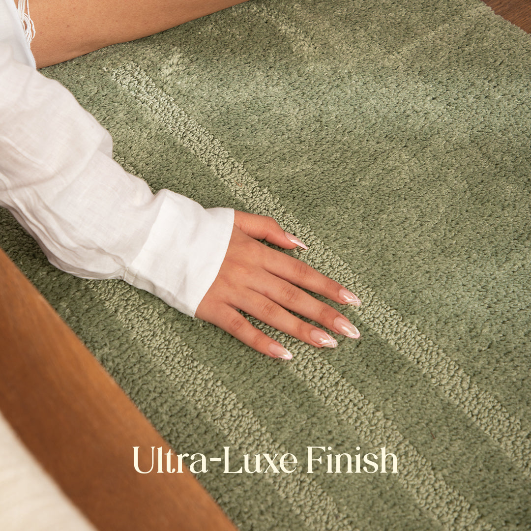 Paudha’s Luxe Comfort Foam Padded Bedside Runner - Thyme Moss