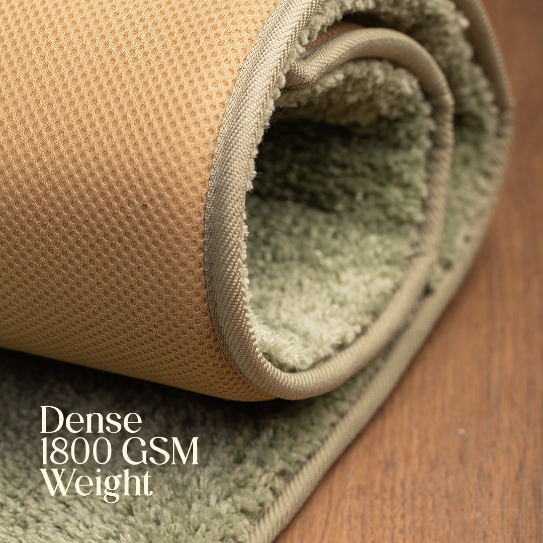 Paudha’s Luxe Comfort Foam Padded Bedside Runner - Thyme Moss