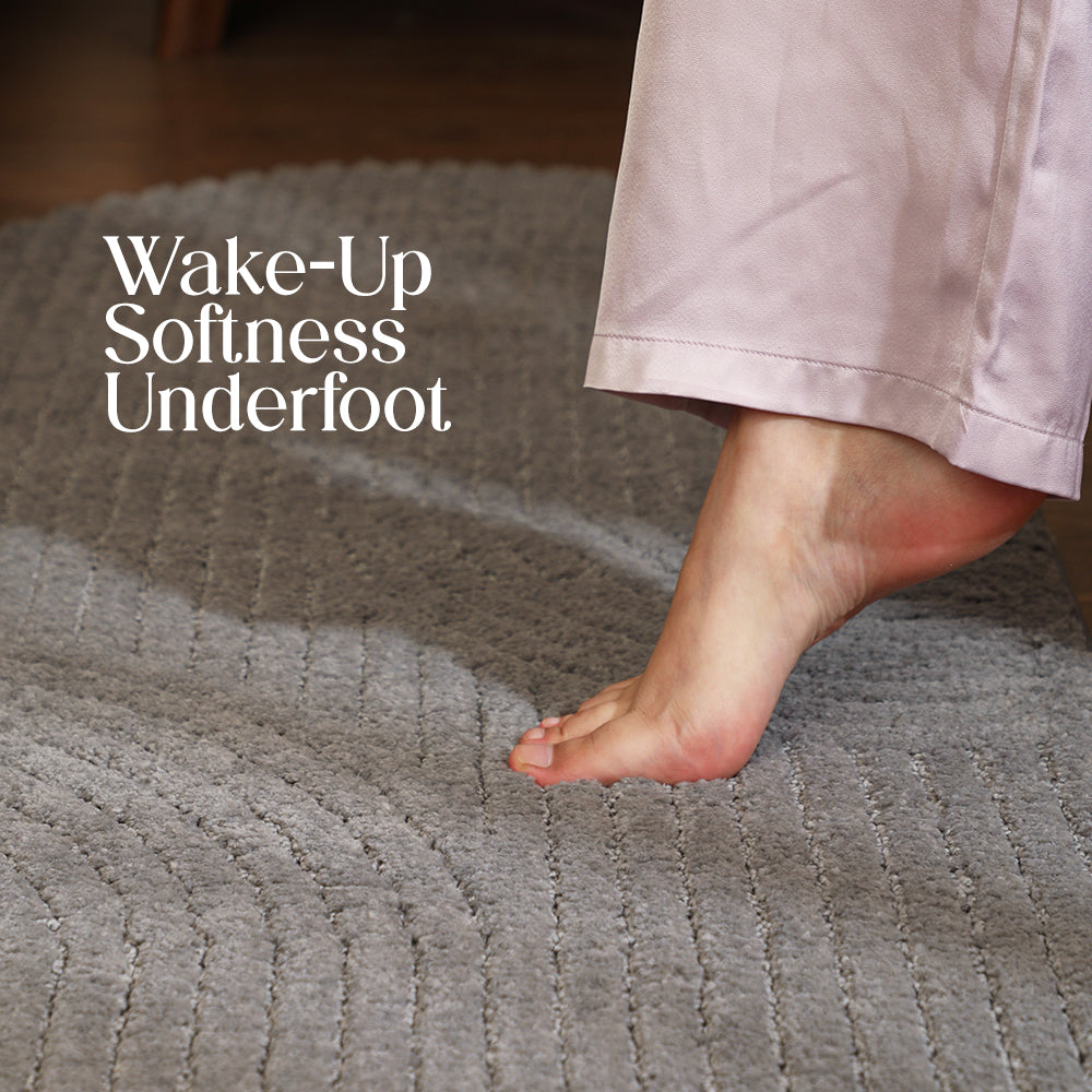 Paudha’s Timeless PinStripe Bedside Runner – Smoked Pearl