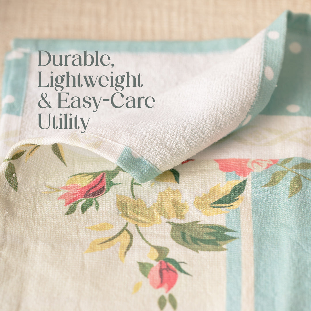 Paudha’s Signature Cotton Terry-Backed Kitchen Towel - Indigo Drift