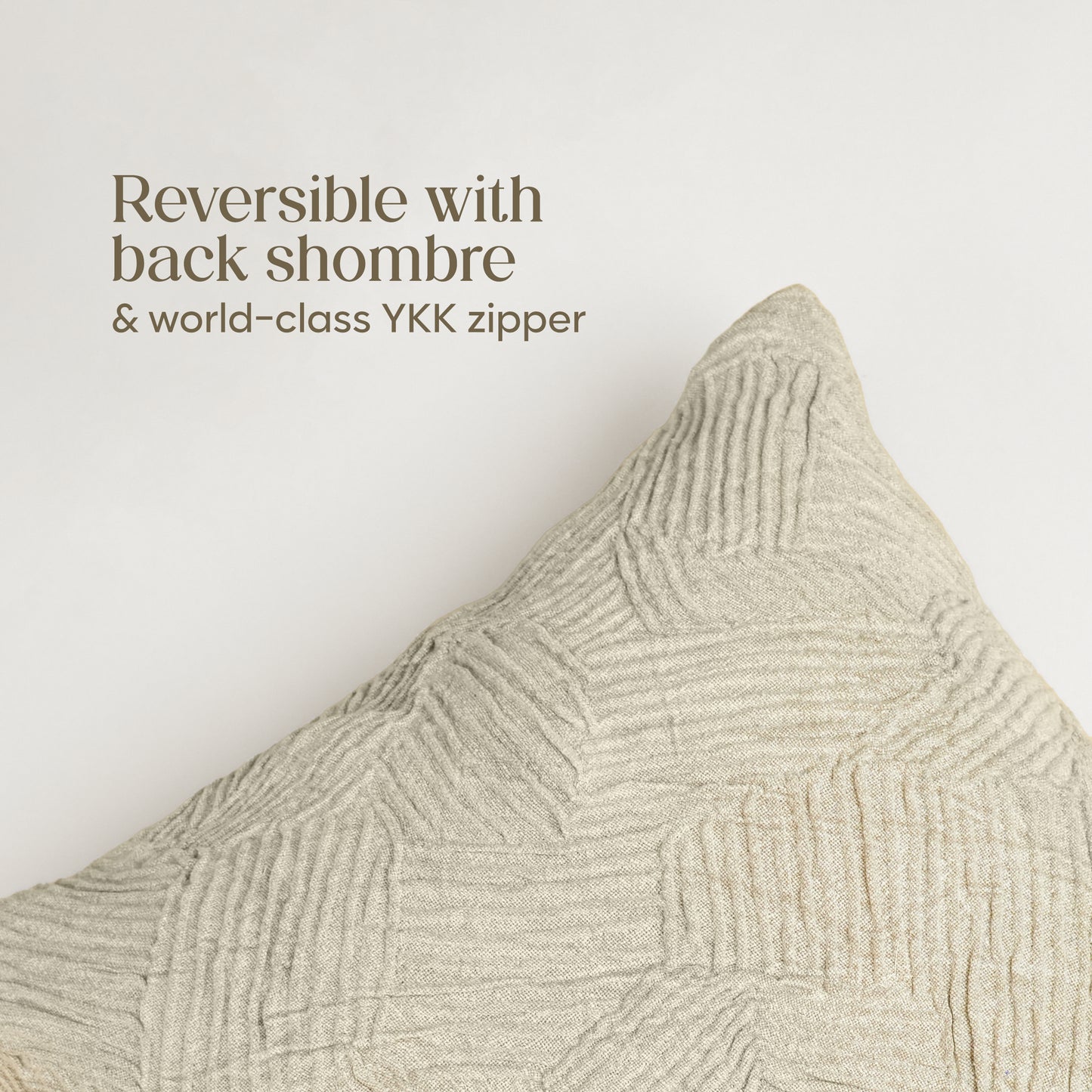Paudha’s Handcrafted Pleated Cotton Rectangular Cushion Cover – Textured Fossil