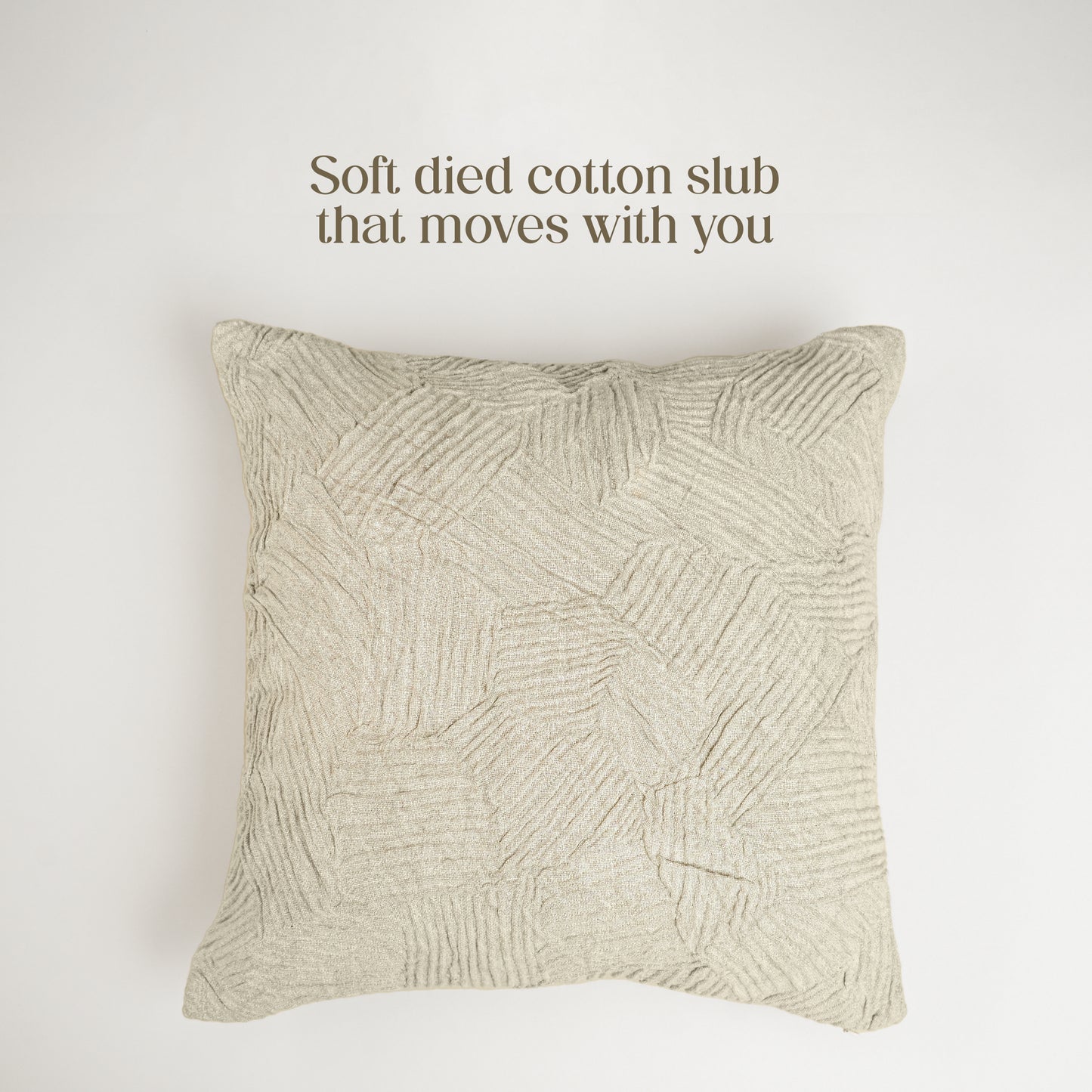 Paudha’s Handcrafted Pleated Cotton Rectangular Cushion Cover – Textured Fossil