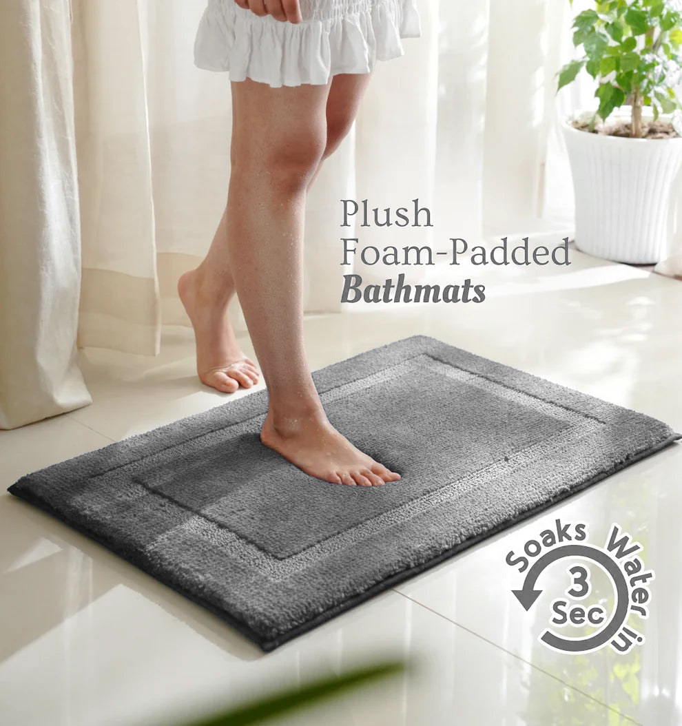 Classic Knitted Border Foam Padded Bathmat - Misty Harbor