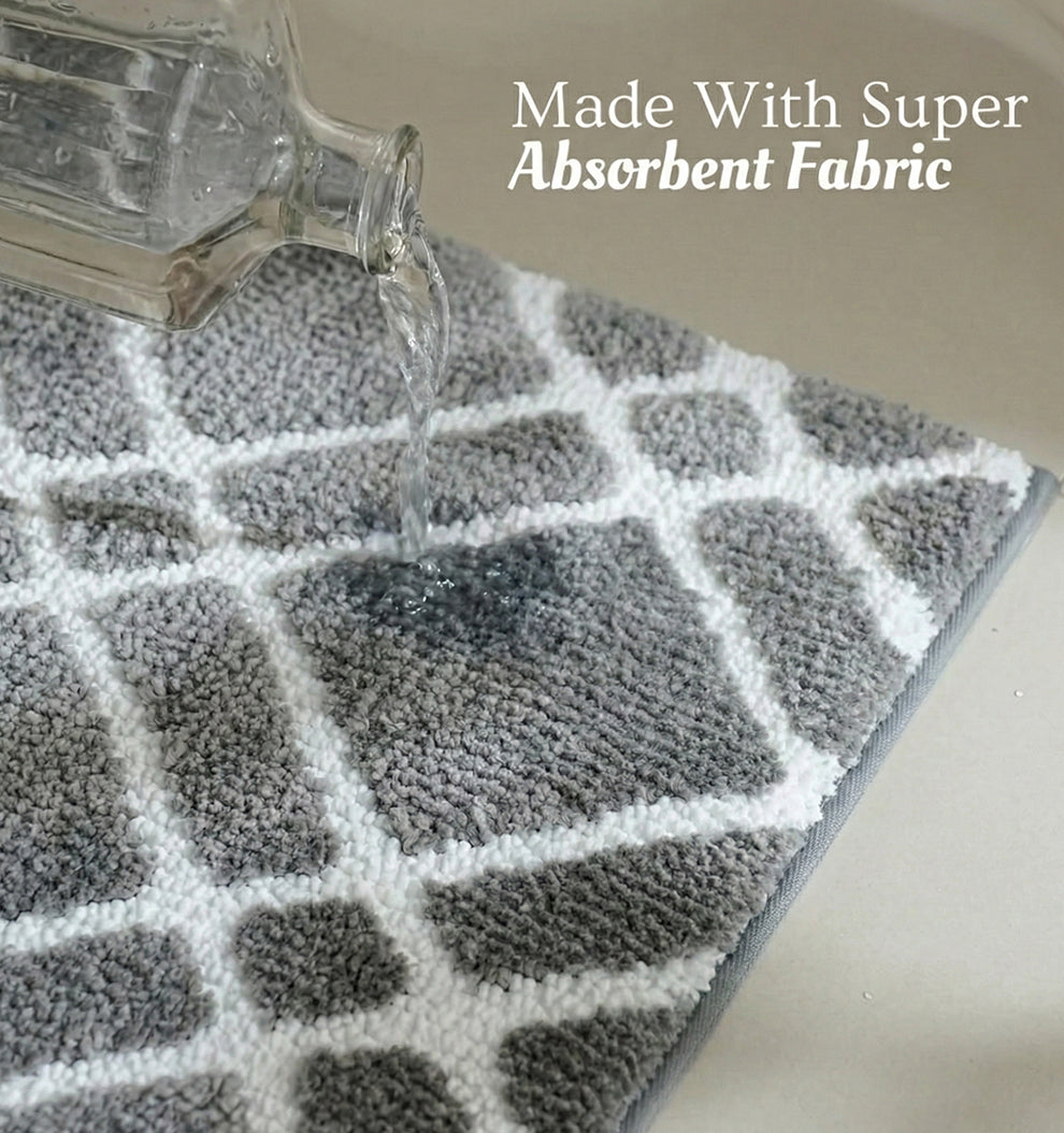 Knitted Geo Diamond Foam Padded Bathmat - Slate Grey