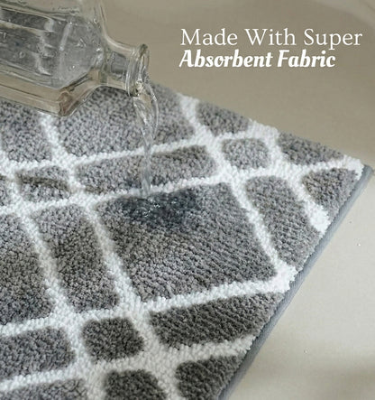 Knitted Geo Diamond Foam Padded Bathmat - Slate Grey
