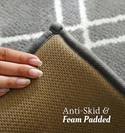 Knitted Geo Diamond Foam Padded Bathmat - Slate Grey