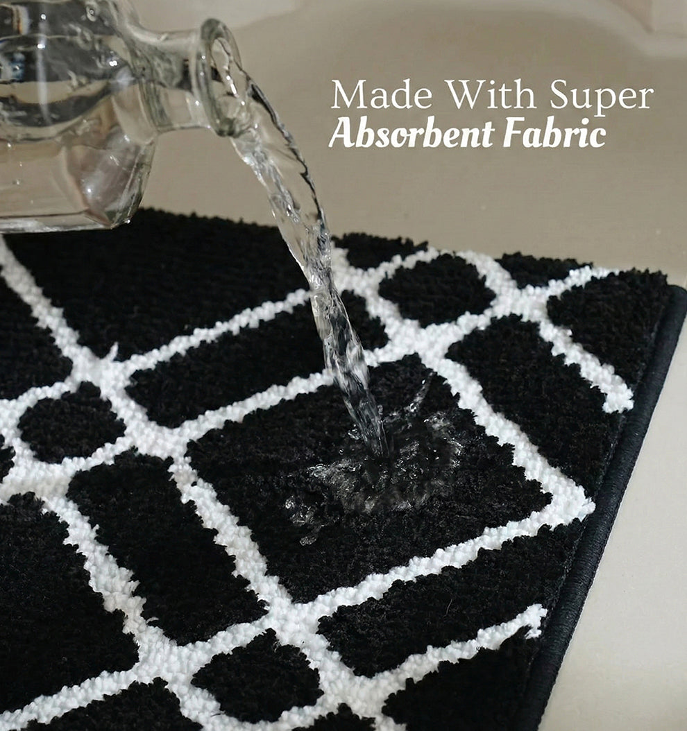 Knitted Geo Diamond Foam Padded Bathmat - Onyx Grid