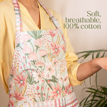 Paudha’s Functional and Aesthetic Apron with Plaid - Blush Bloom