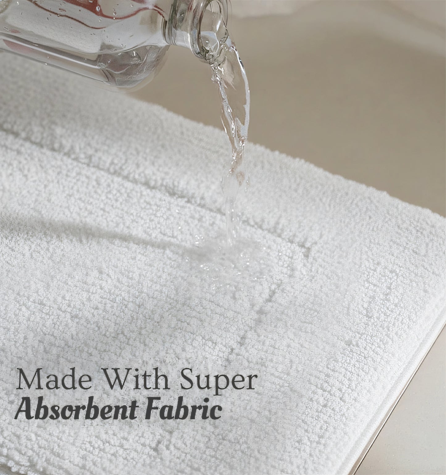 Classic Knitted Border Foam Padded Bathmat - Ivory Mist