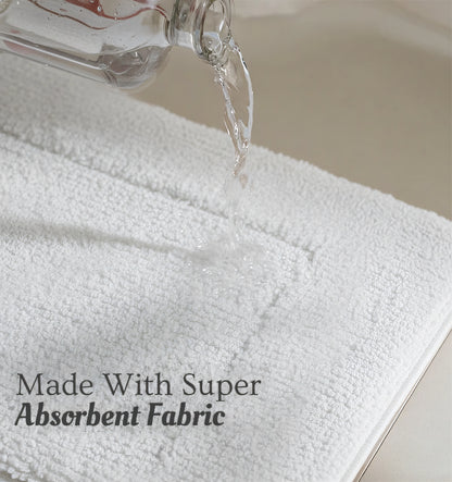 Classic Knitted Border Foam Padded Bathmat - Ivory Mist