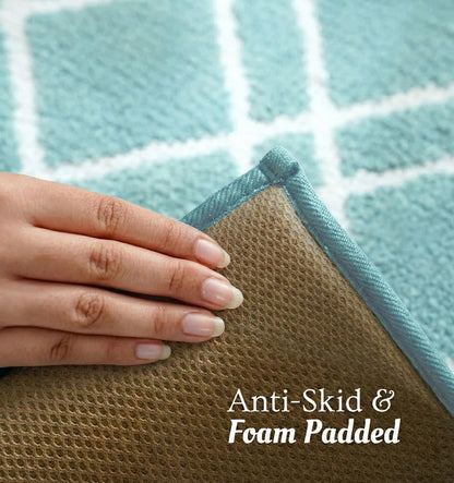 Knitted Geo Diamond Foam Padded Bathmat - Arctic Teal