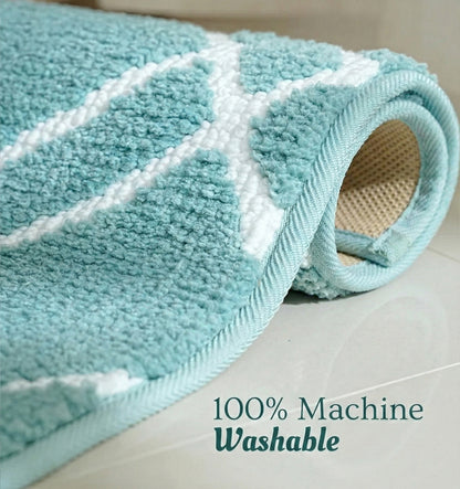 Knitted Geo Diamond Foam Padded Bathmat - Arctic Teal