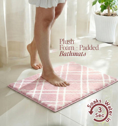 Knitted Geo Diamond Foam Padded Bathmat - Blush Quartz