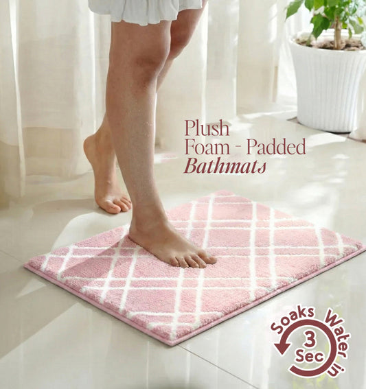 Knitted Geo Diamond Foam Padded Bathmat - Blush Quartz