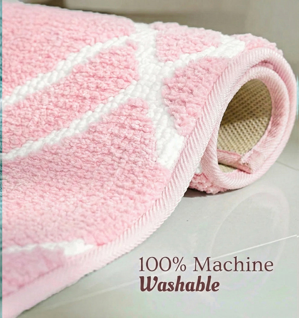 Knitted Geo Diamond Foam Padded Bathmat - Blush Quartz