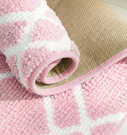 Knitted Geo Diamond Foam Padded Bathmat - Blush Quartz