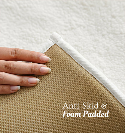 Classic Knitted Border Foam Padded Bathmat - Ivory Mist