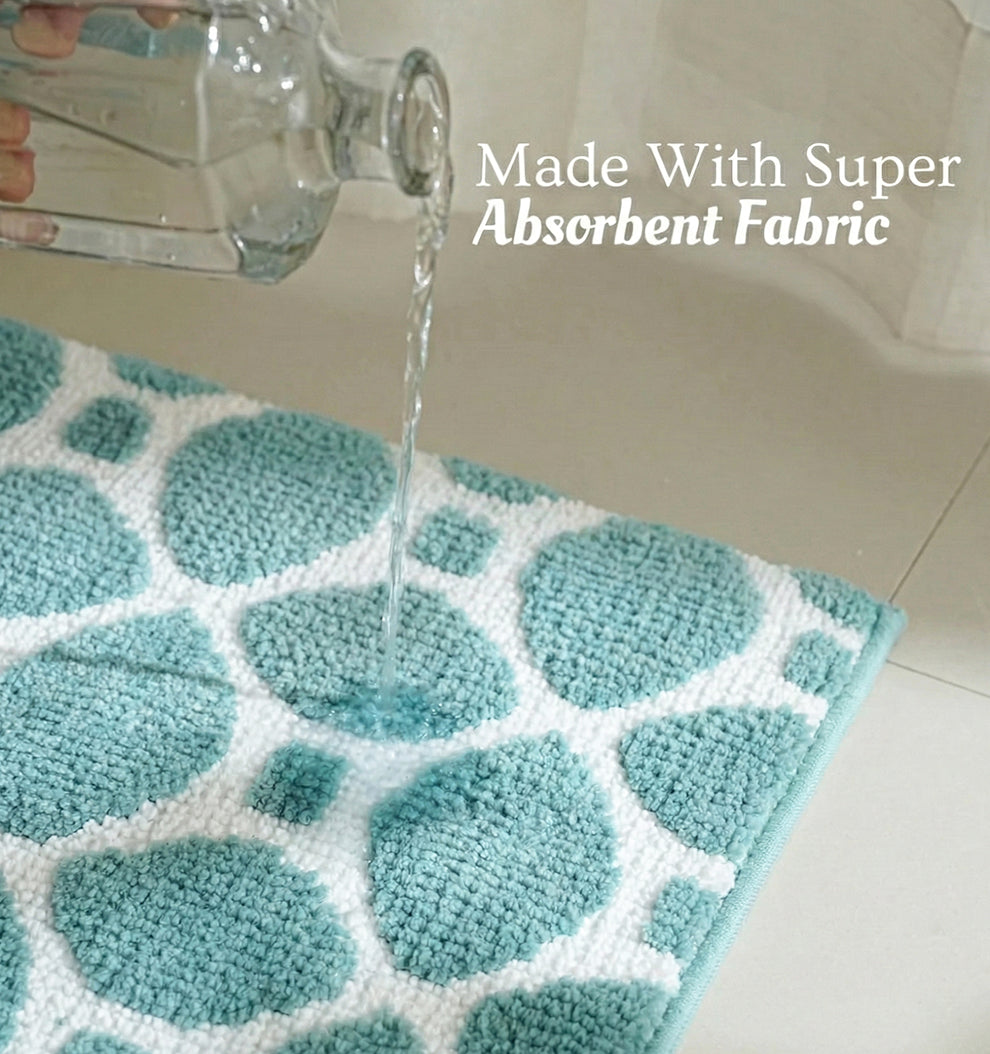 Knitted Geo Diamond Foam Padded Bathmat - Icy Teal
