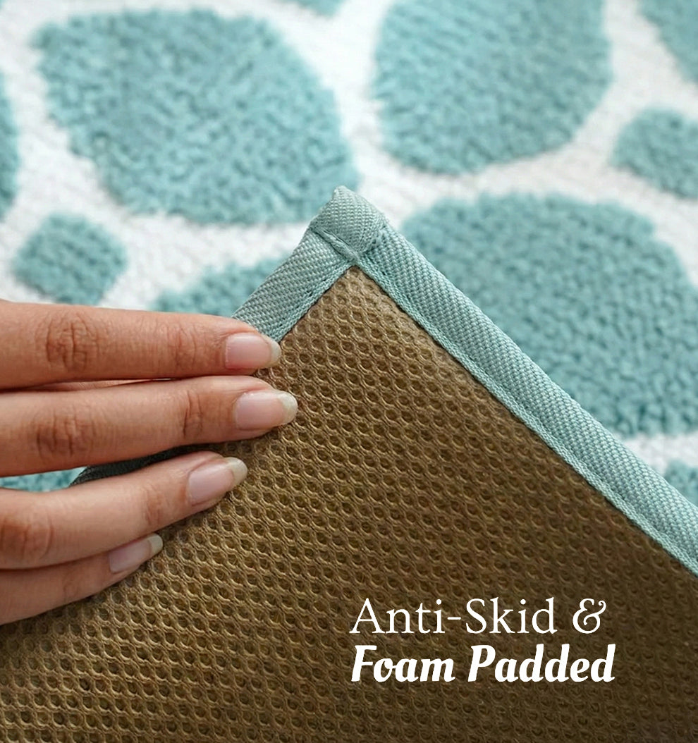 Knitted Geo Diamond Foam Padded Bathmat - Icy Teal
