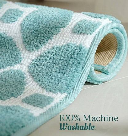Knitted Geo Diamond Foam Padded Bathmat - Icy Teal