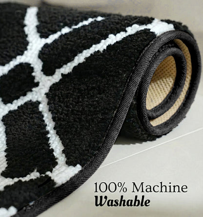 Knitted Geo Diamond Foam Padded Bathmat - Onyx Grid