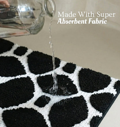 Knitted Geo Diamond Foam Padded Bathmat - Obsidian Noir