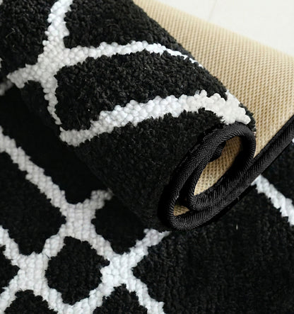 Knitted Geo Diamond Foam Padded Bathmat - Onyx Grid