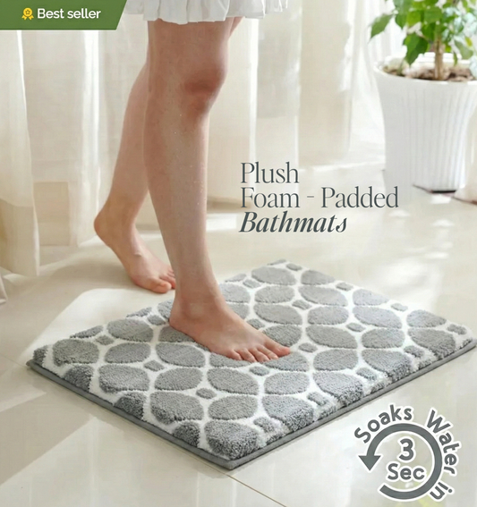 Knitted Geo Diamond Foam Padded Bathmat - Smoky Graphite
