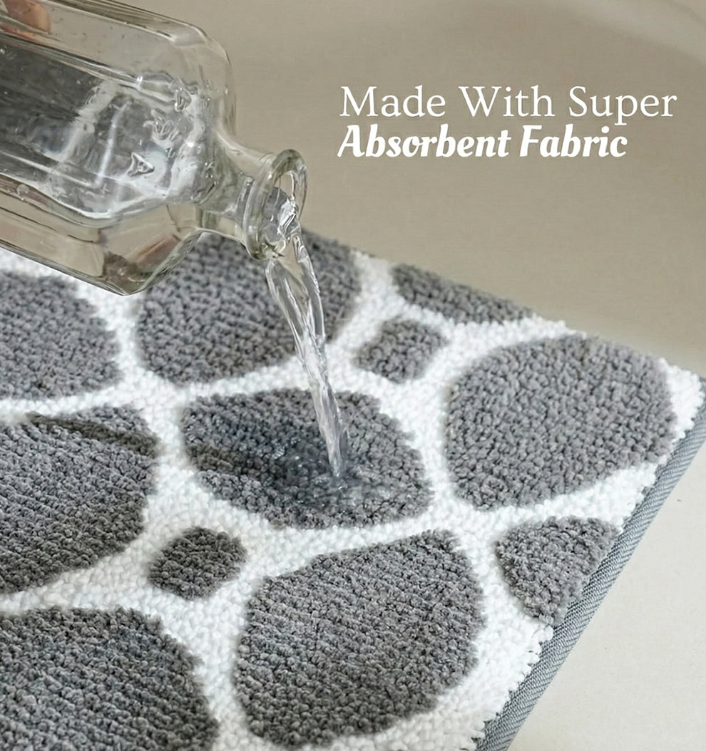 Knitted Geo Diamond Foam Padded Bathmat - Smoky Graphite