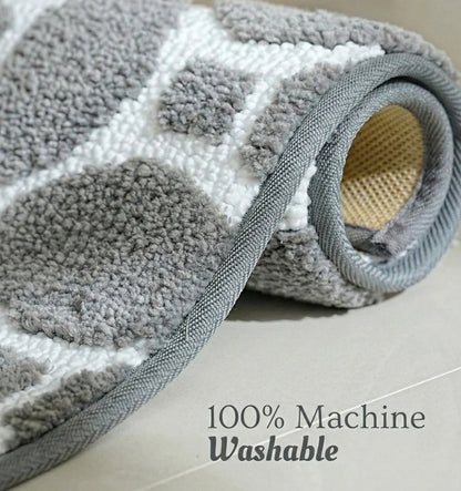 Knitted Geo Diamond Foam Padded Bathmat - Smoky Graphite