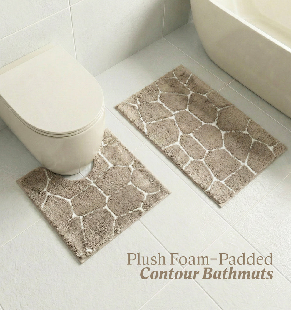 Contour Set Foam Padded Bathmat - Sand Pebble