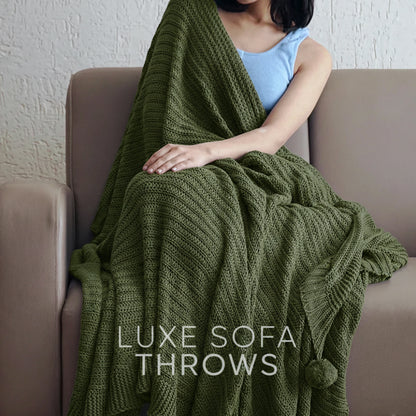 Paudha’s Exquisite All-Season Breathable 100% Cotton Knitted Sofa Throw – Earth Olive