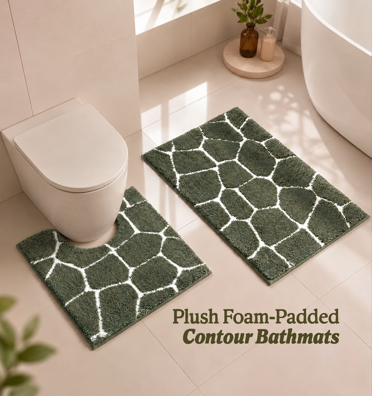 Contour Set Foam Padded Bathmat - Matcha Mist