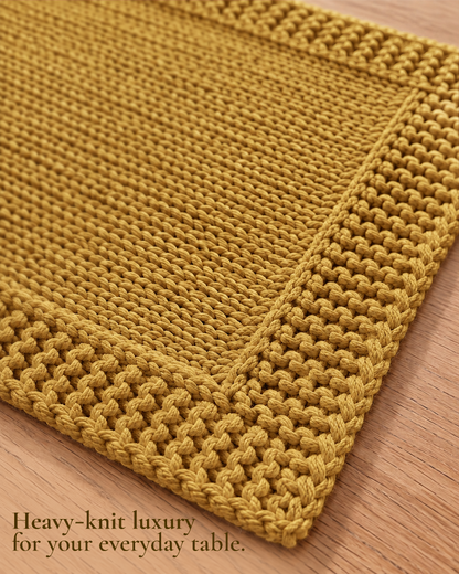 Paudha’s Exquisite Imperial Border Heavy - Knit 100% Ring-Spun Cotton Placemat - Saffron Gold