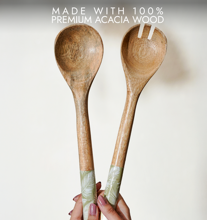 Sagenest Enameled Wooden Salad Spoon - Set of 2