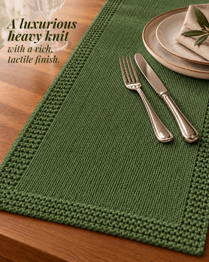 Paudha’s Exquisite Imperial Border Heavy - Knit 100% Ring-Spun Cotton Table Runner - Sage Forest