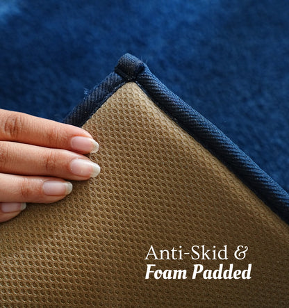 Classic Knitted Border Foam Padded Bathmat - Midnight Indigo