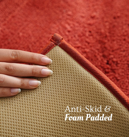 Classic Knitted Border Foam Padded Bathmat - Tuscan Rust