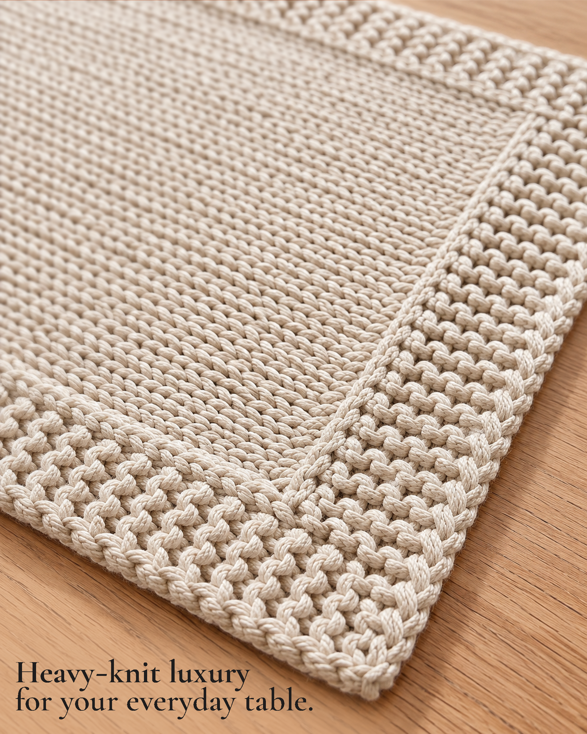 Paudha’s Exquisite Imperial Border Heavy - Knit 100% Ring-Spun Cotton Placemat - Ivory Oat