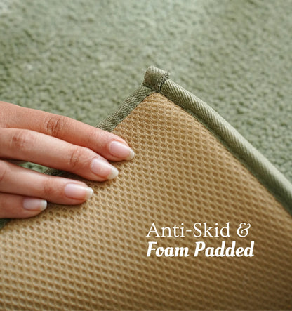 Classic Knitted Border Foam Padded Bathmat - Moss Sage