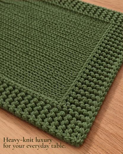 Paudha’s Exquisite Imperial Border Heavy - Knit 100% Ring-Spun Cotton Placemat - Olive Grove
