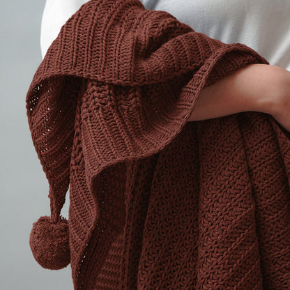 Paudha’s Exquisite All-Season Breathable 100% Cotton Knitted Sofa Throw – Deep Mahagony