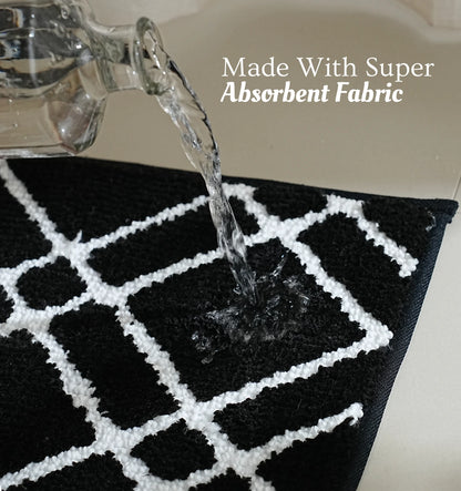 Knitted Geo Diamond Bathmat - Onyx Grid