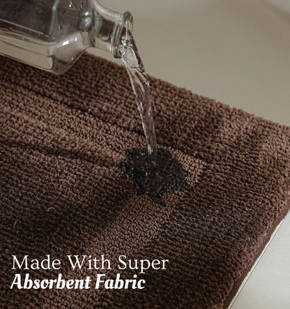 Classic Knitted Border Foam Padded Bathmat - Mocha Oak