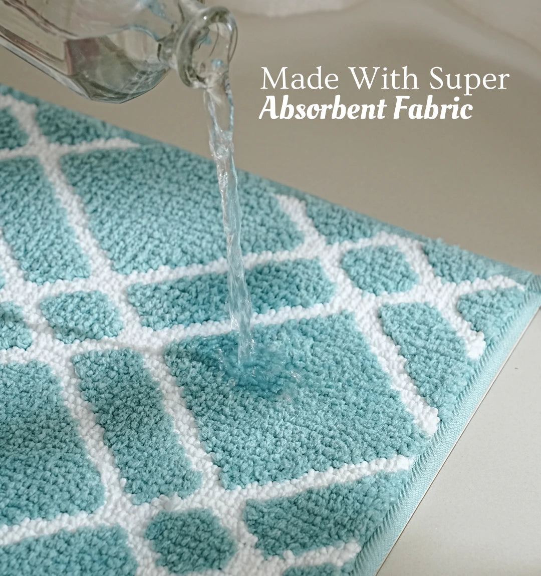 Knitted Geo Diamond Bathmat - Arctic Teal