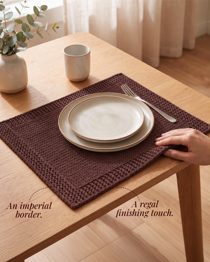 Paudha’s Exquisite Imperial Border Heavy - Knit 100% Ring-Spun Cotton Placemat - Merlot Earth