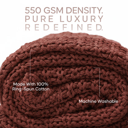 Paudha’s Exquisite All-Season Breathable 100% Cotton Knitted Sofa Throw – Deep Mahagony